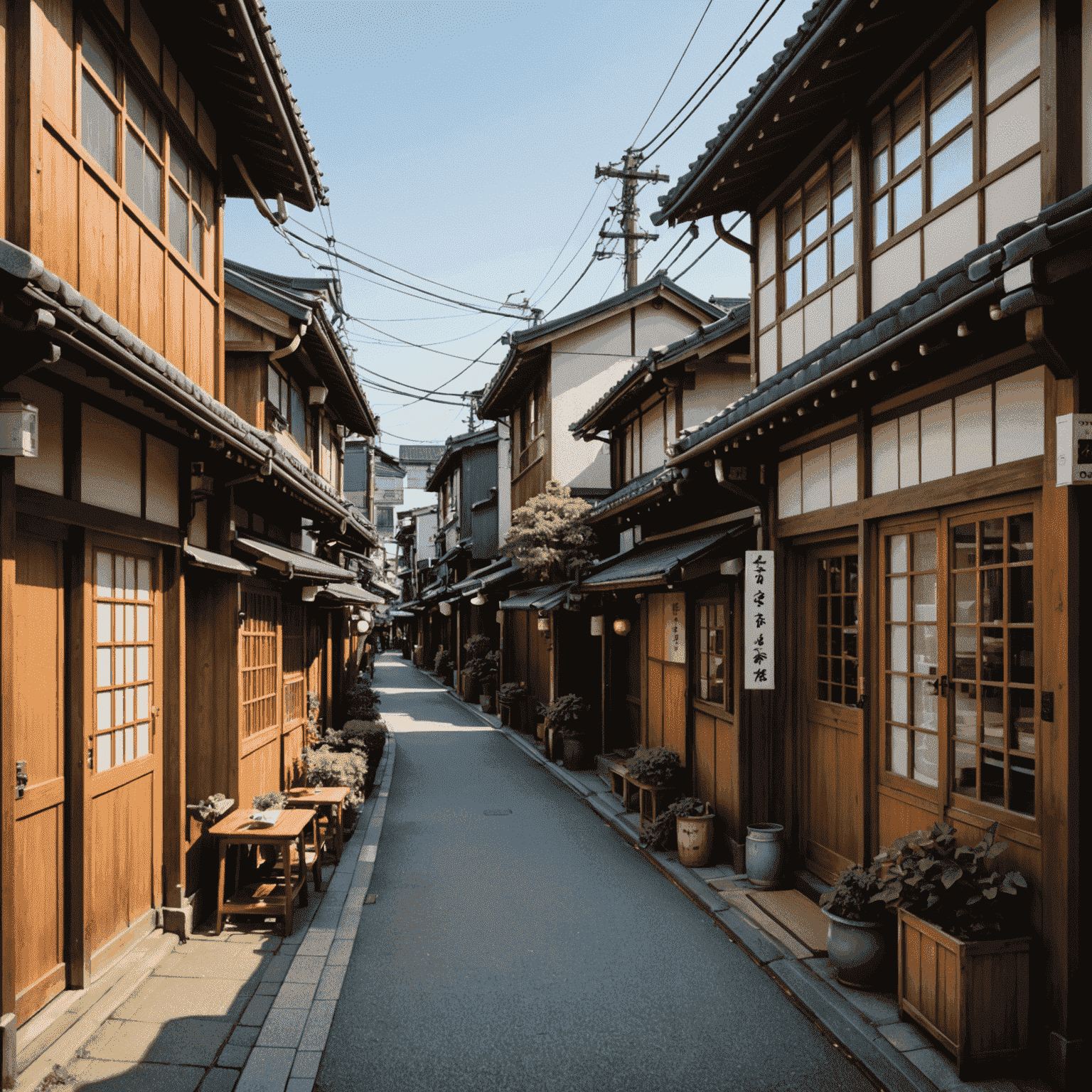 Narrow streets of Yanaka with traditional wooden houses and small local shops